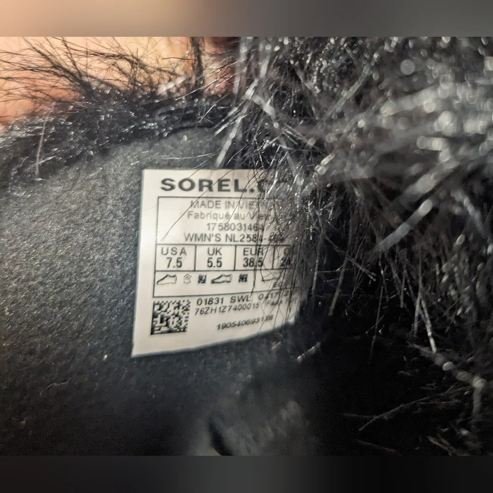 SOREL Tofino II Fleece Lined Waterproof Snow Boots Blue Black Camo Faux Fur 7.5